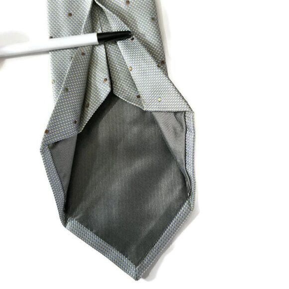 Borrelli Napoli Mens Luxury 7 Fold Gray Yellow Silk Made in Italy Neck Tie - Picture 7 of 10